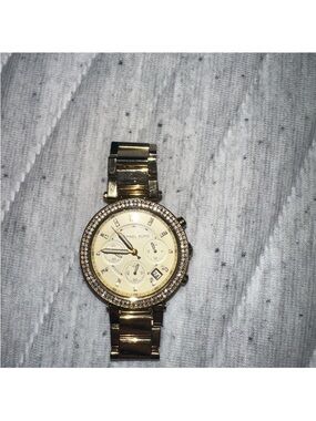 Michael Kors Gold Crystal-Trim Women's Bracelet Watch